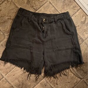 Aerie Black Frayed Jean Shorts